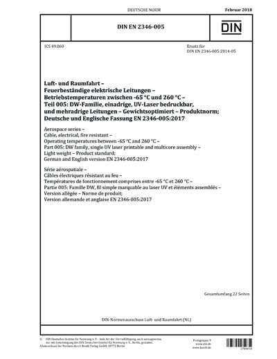 DIN EN 2346-005:2018 - Aerospace series - Cable, electrical, fire ...