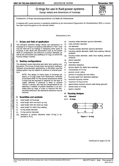 Octrooi eigenaar Graag gedaan DIN 3771-5:1993 - O-rings for use in fluid power systems - Design details  and dimensions of housings (Foreign Standard)