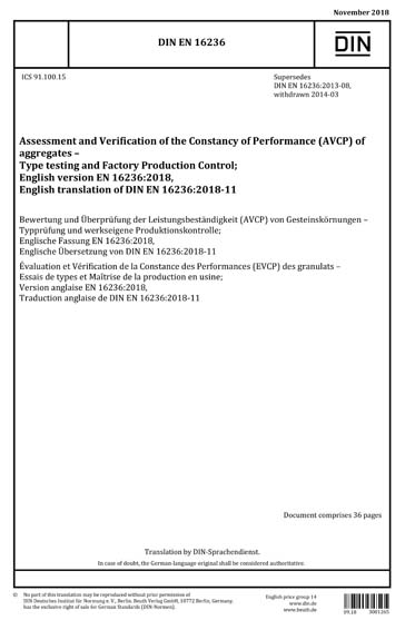 DIN EN 16236:2018 - Assessment and Verification of the Constancy of ...