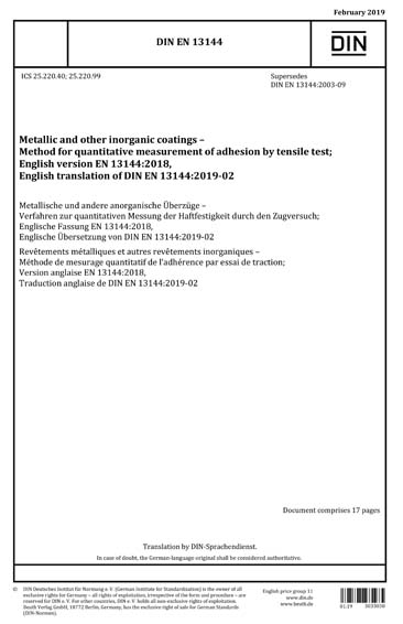 DIN EN 13144:2019 - Metallic and other inorganic coatings - Method for ...