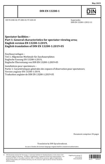 DIN EN 13200 1 2019 Spectator Facilities Part 1 General 