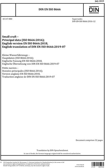 DIN EN ISO 8666:2019 - Small craft - Principal data (ISO 8666:2016 ...