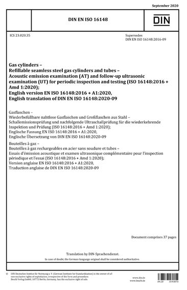 DIN EN ISO 16148:2020 - Gas cylinders - Refillable seamless steel gas ...