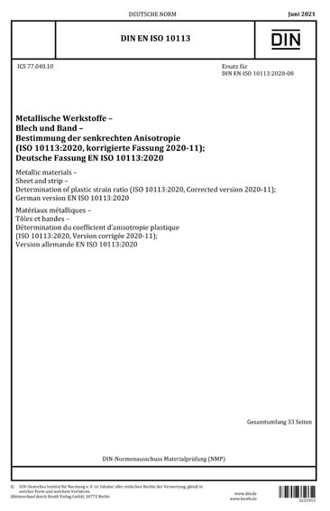DIN EN ISO 10113:2021 DE - Metallische Werkstoffe - Blech und Band ...