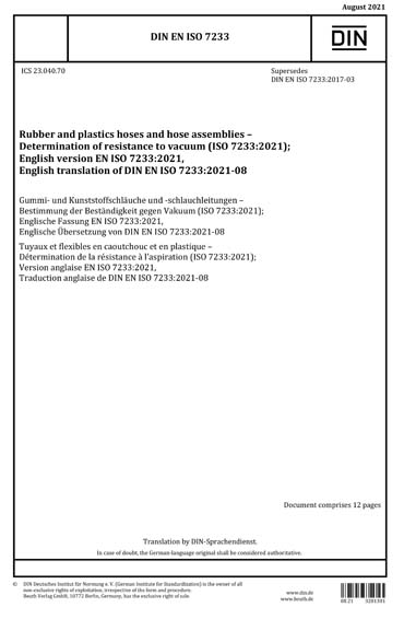 DIN EN ISO 7233:2021 - Rubber and plastics hoses and hose assemblies ...