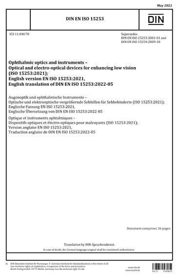 Iso 1553 DIN EN ISO 15253:2022 - Ophthalmic optics and instruments - Optical and ...