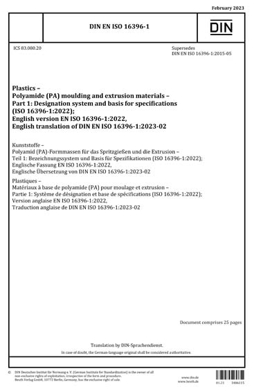 DIN EN ISO 16396-1:2023 - Plastics - Polyamide (PA) moulding and ...