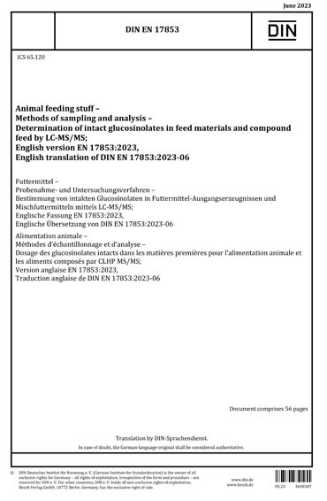 DIN EN 17853:2023 - Animal feeding stuff - Methods of sampling and ...