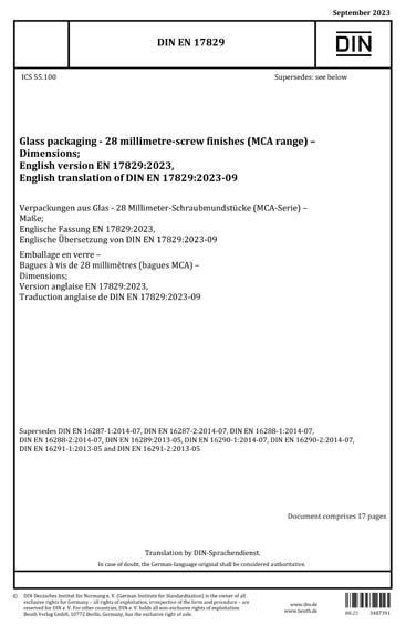 DIN EN 17829:2023 - Glass packaging - 28 millimetre-screw finishes (MCA ...