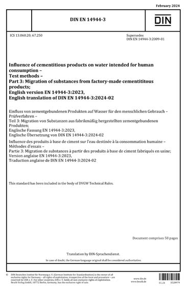 DIN EN 14944-3:2024 - Influence of cementitious products on water ...