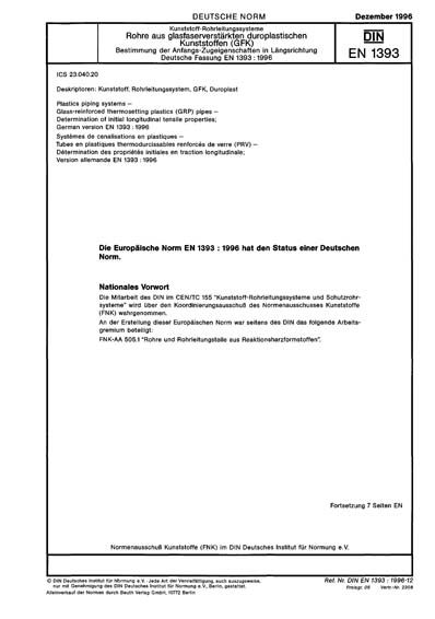 DIN EN 1393:1996 DE - Kunststoff-Rohrleitungssysteme - Rohre aus ...