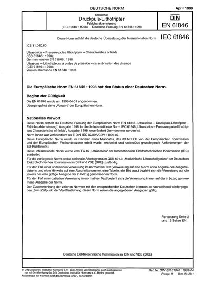 DIN EN 61846:1999 DE - Ultraschall - Druckpuls-Lithotripter ...