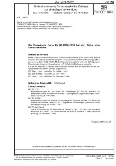 DIN EN ISO 11070:1999 DE - Einführinstrumente für intravaskuläre ...