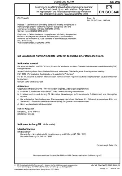Iso 3146 DIN EN ISO 3146:2002 DE - Kunststoffe - Bestimmung des ...