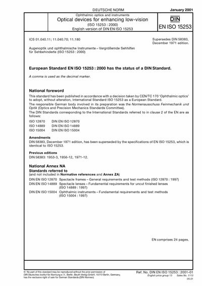 Iso 1553 DIN EN ISO 15253:2001 - Ophthalmic optics and instruments - Optical ...