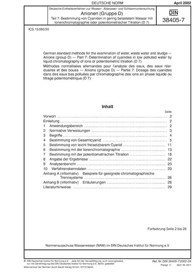 DIN 38405 7 2002 DE Deutsche Einheitsverfahren Zur Wasser Abwasser 
