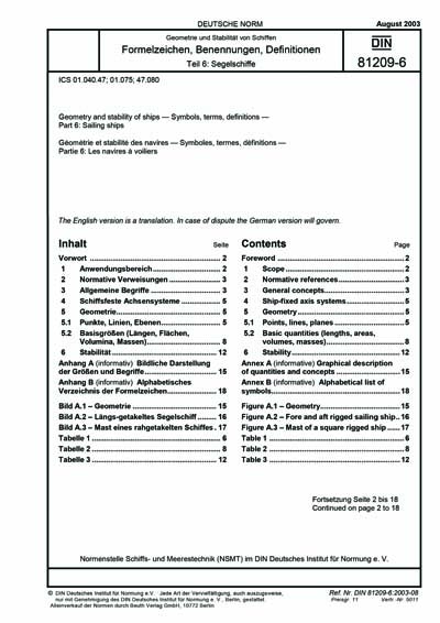 Din 81209 6 2003 De Geometrie Und Stabilitat Von Schiffen