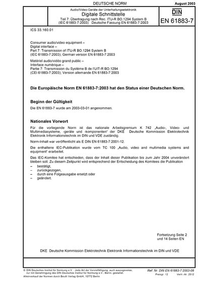 DIN EN 61883 7 2003 DE Audio Video Ger te Der Unterhaltungselektronik 