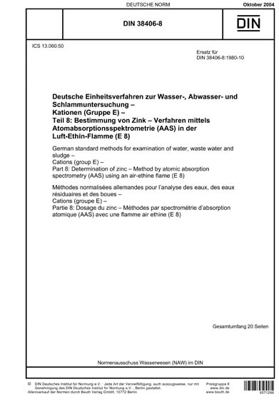DIN 38406 8 2004 DE Deutsche Einheitsverfahren Zur Wasser Abwasser 