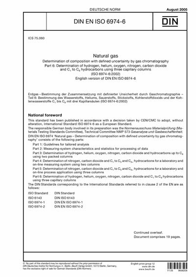 Iso 6976 O2 DIN EN ISO 6974-6:2005 - Natural gas - Determination of composition ...