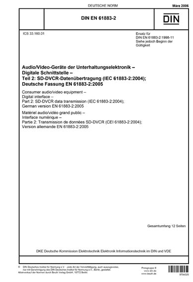 DIN EN 61883 2 2006 DE Audio Video Ger te Der Unterhaltungselektronik 