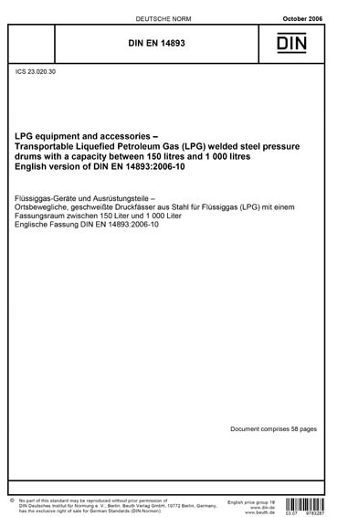 DIN EN 14893:2006 - LPG equipment and accessories - Transportable ...
