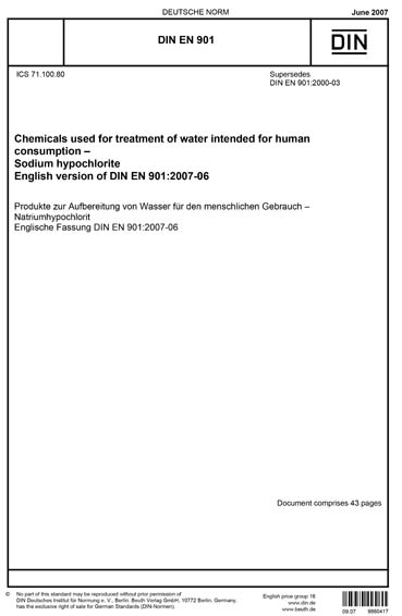 DIN EN 901:2007 - Chemicals used for treatment of water intended for ...