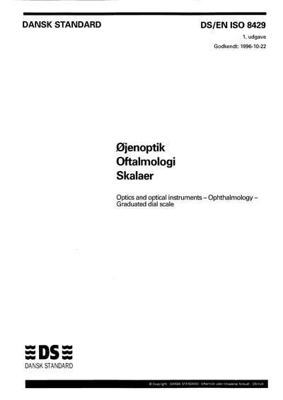 DS/EN ISO 8429:1996 - Optics and optical instruments - Ophthalmology ...