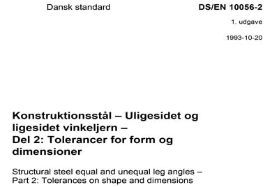 DS/EN 10056-2:1993 - Structural steel equal and unequal leg angles ...