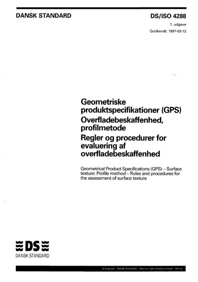 DS/ISO 4288:1997 - Geometrical Product Specifications (GPS) - Surface ...