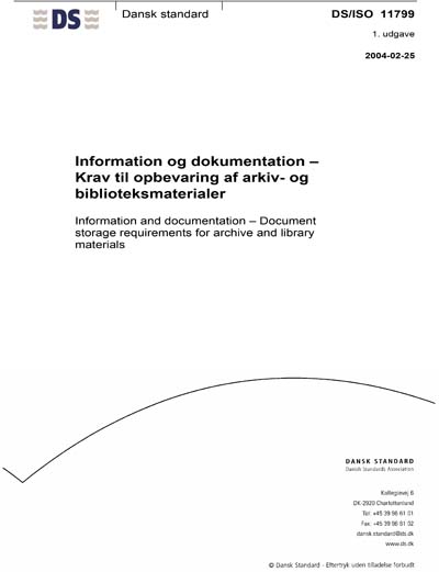 DS/ISO 11799:2004 - Information and documentation - Document storage ...