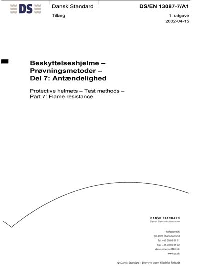 DS/EN 13087-7/A1:2002 - Protective helmets - Test methods - Part 7 ...