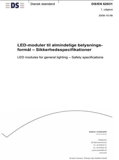 EN 62031:2008/A1:2013 - LED modules for general lighting - Safety  specifications