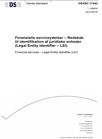 DS/ISO 17442:2012 - Financial services - Legal Entity Identifier (LEI)