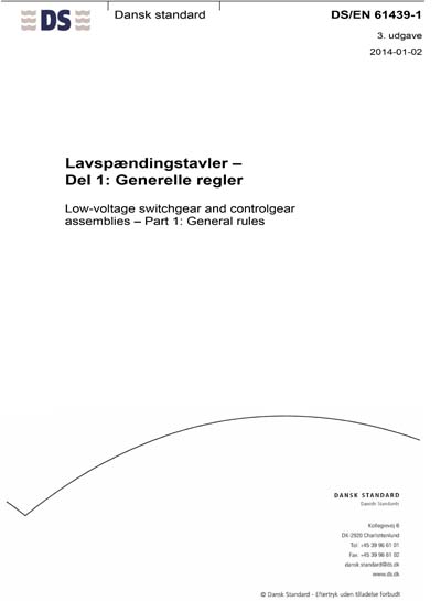 DS/EN 61439-1:2014 - Low-voltage switchgear and controlgear