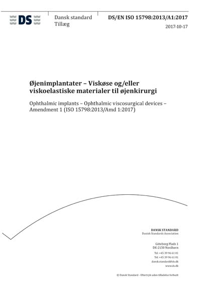 DS/EN ISO 15798:2013/A1:2017 - Ophthalmic implants - Ophthalmic ...
