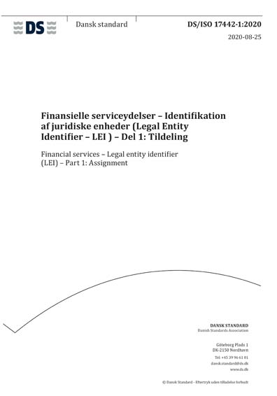 DS/ISO 17442-1:2020 - Financial services - Legal entity identifier (LEI ...