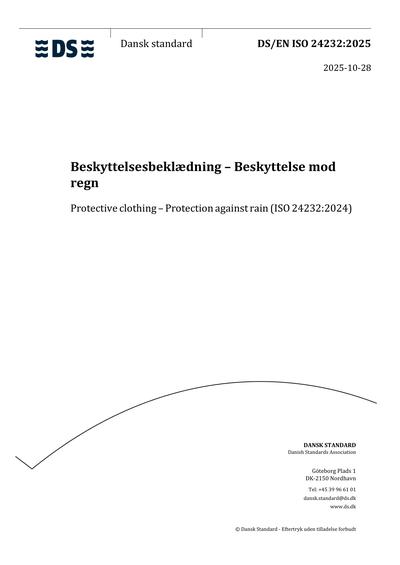 DS/EN ISO 24232:2025 - Protective clothing - Protection against rain ...