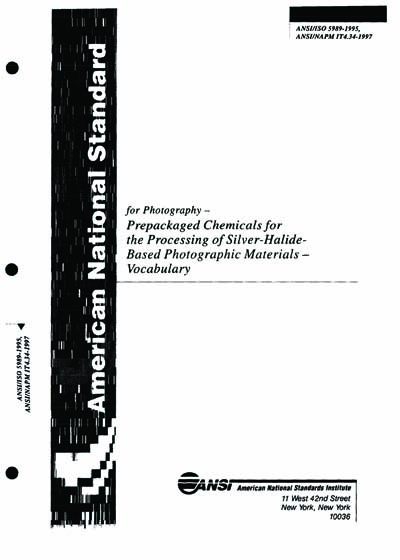 ANSI/NAPM IT4.34-1997 - Photography - Prepackaged Chemicals for the ...