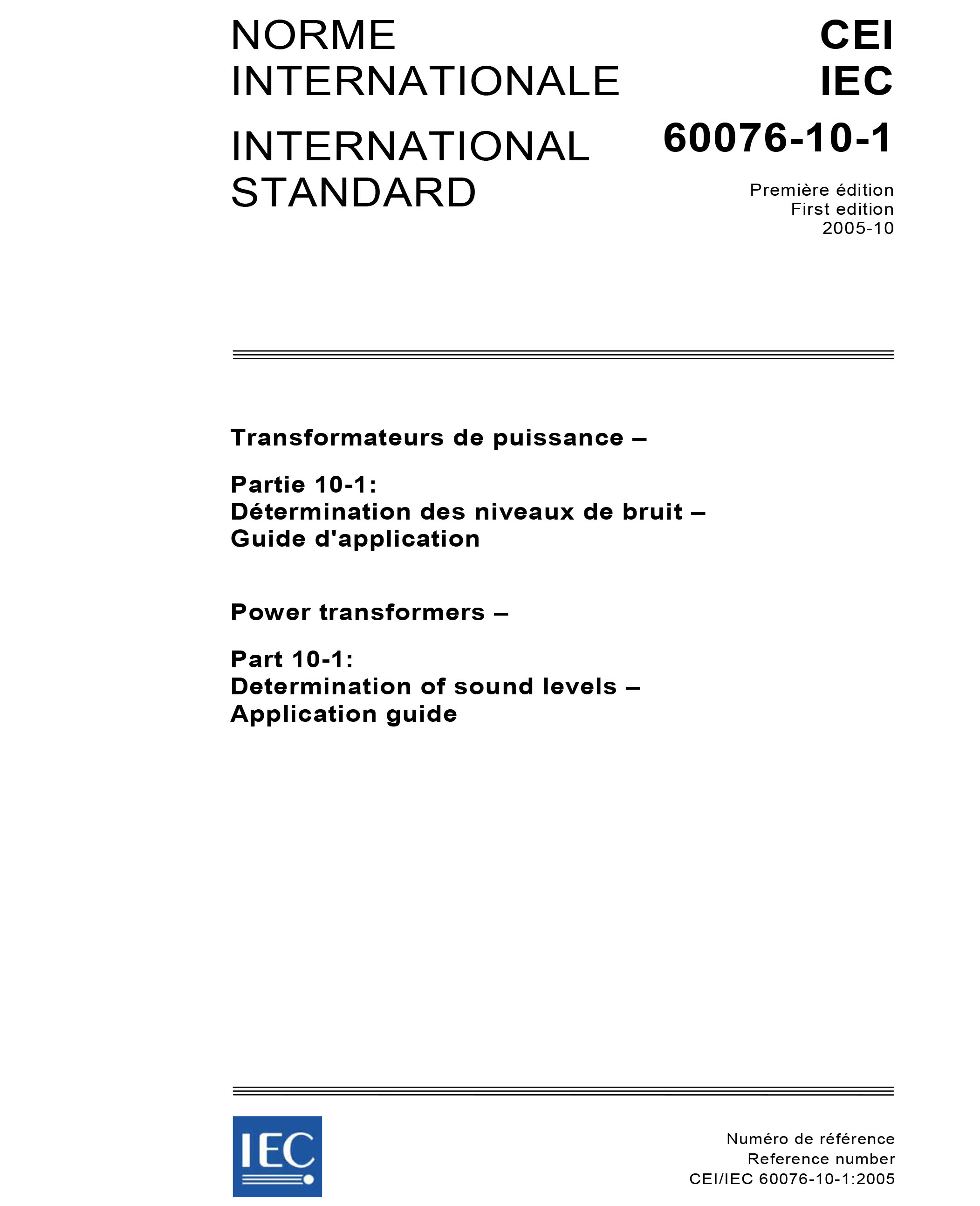 Iec 10 1 Ed 1 0 B 05 Power Transformers Part 10 1 Determination Of Sound Levels Application Guide