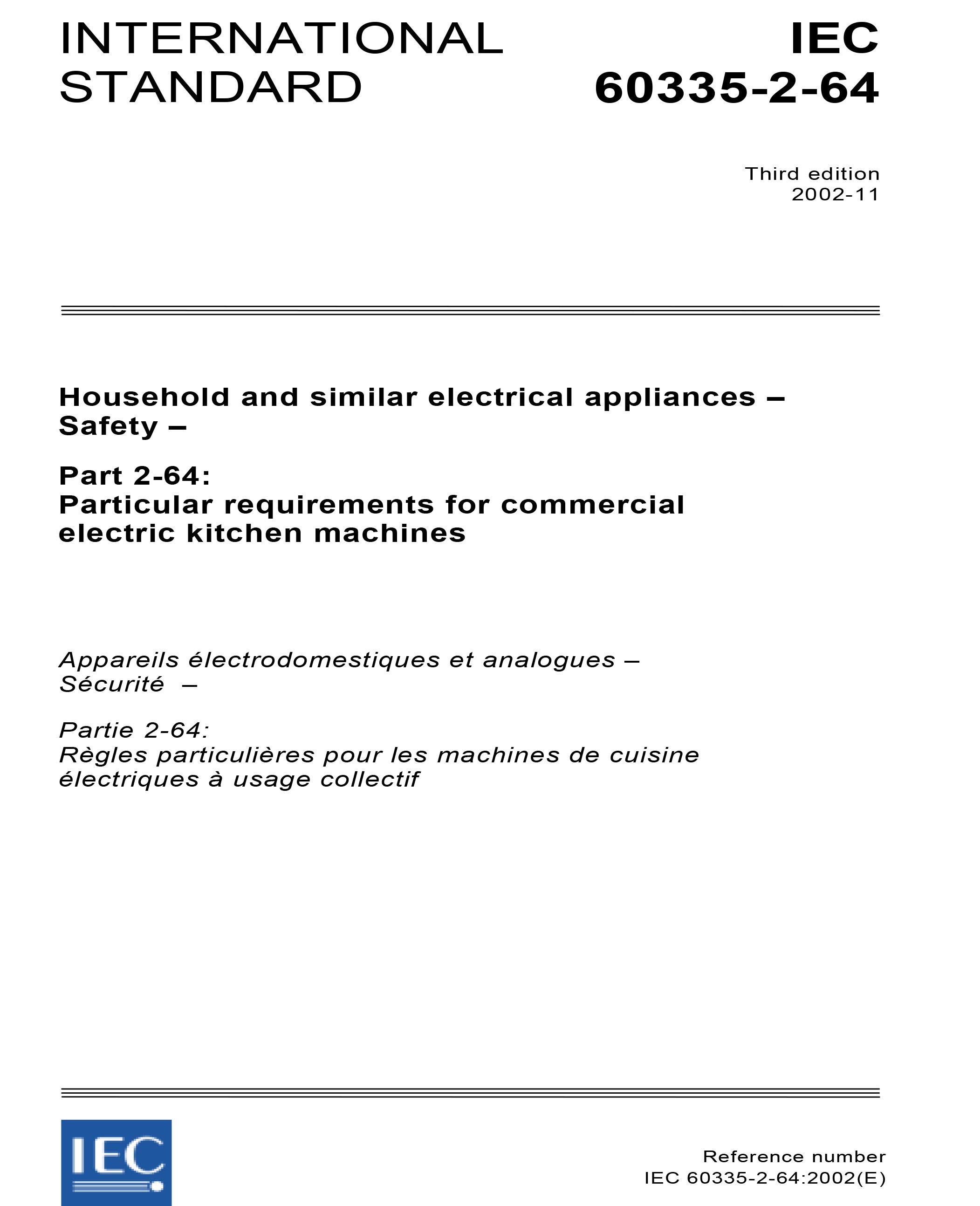 Standards PDF Cover Page