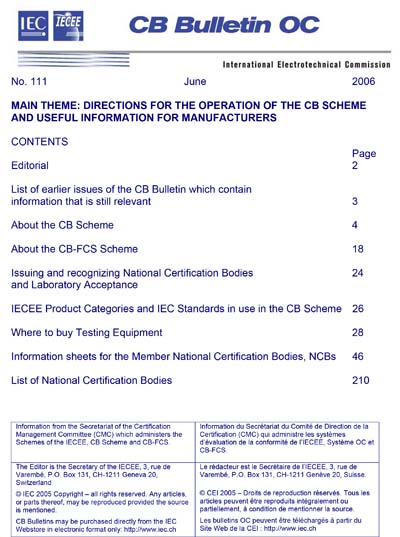 IECEE CB-111 Ed. 1.0 en:2006 - Directions for the operation of the CB ...