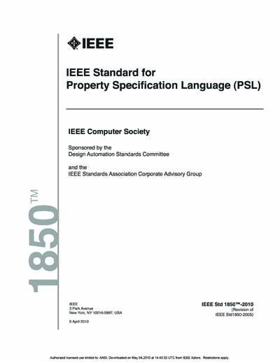 IEEE 1850-2010 - Standard for Property Specification Language (PSL)