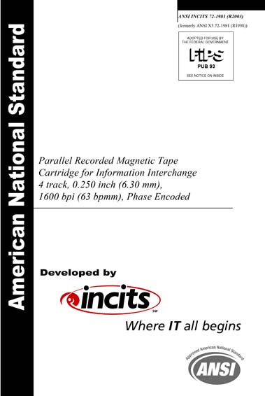 ANSI INCITS 72-1981 (R2003) - Parallel Recorded Magnetic Tape Cartridge ...