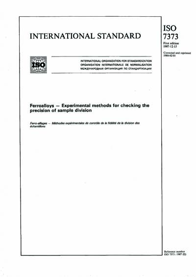 ISO 7373:1987 - Ferroalloys - Experimental methods for checking the ...