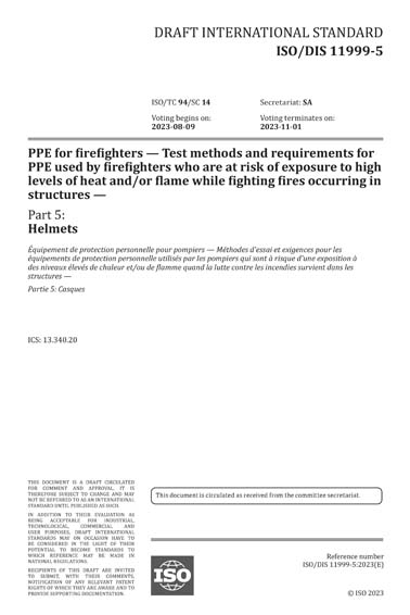 ISO/DIS 11999-5:2023 - PPE for firefighters - Test methods and ...