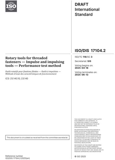 ISO/DIS 17104.2:2025 - Rotary tools for threaded fasteners - Impulse ...