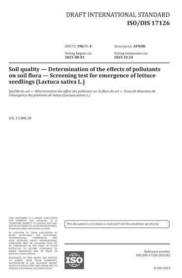 ISO/DIS 17126:2023 - Soil quality - Determination of the effects of ...