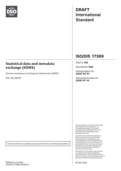 ISO/DIS 17369:2026 - Statistical data and metadata exchange (SDMX)