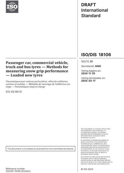 ISO/DIS 18106:2024 - Passenger car, commercial vehicle, truck and bus ...